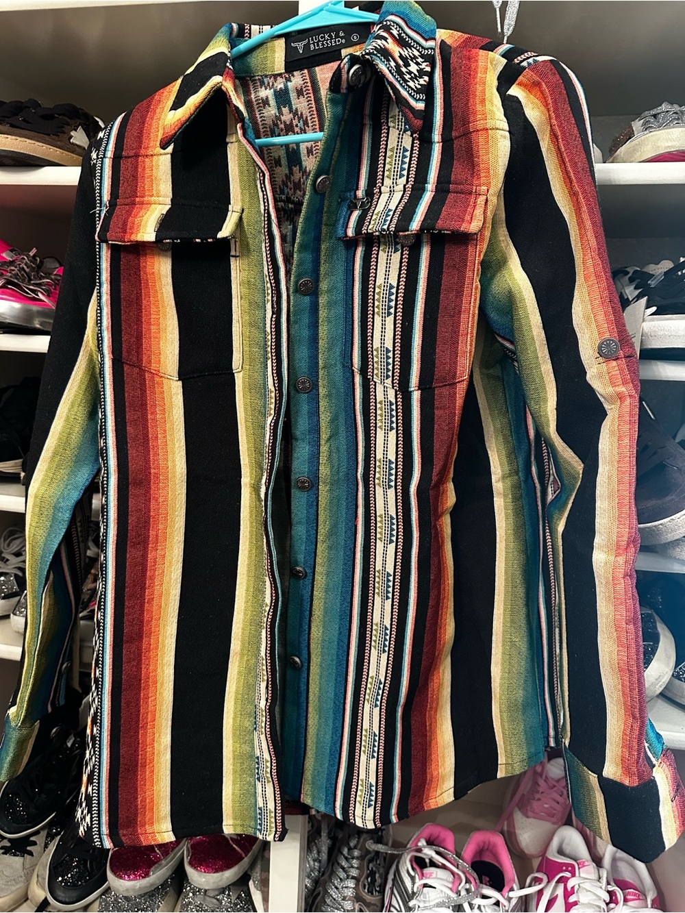 Vicky & Blessed Multicolor Striped Women's Jacket
